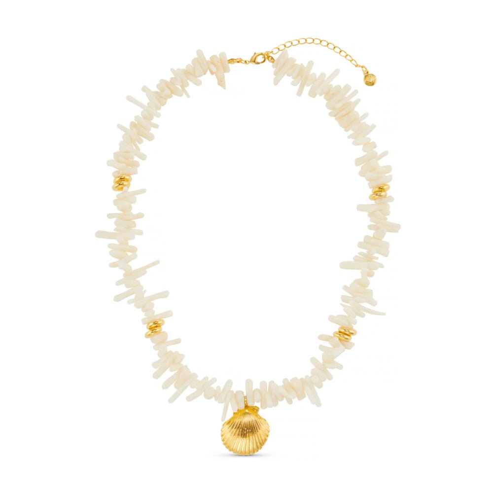 Cream Coral Chip & Shell Necklace - Image 4