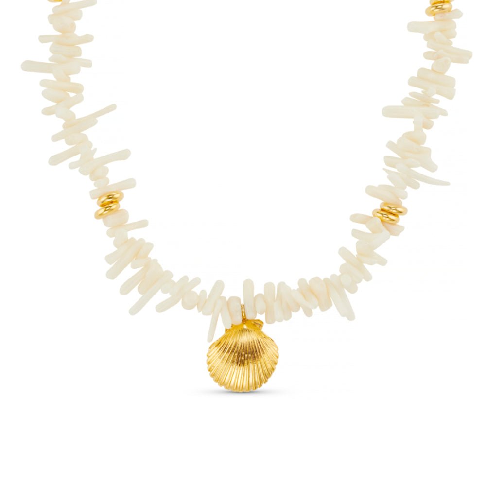 Cream Coral Chip & Shell Necklace
